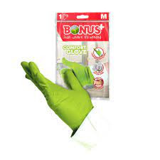 BONUS+ Comfort Glove - Komfort háztartási latex gumikesztyű - 1 db - M