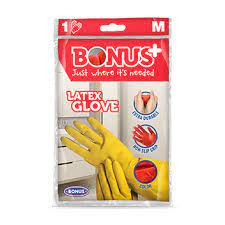 BONUS+ Latex Glove - Háztartási latex gumikesztyű - 1 db - M