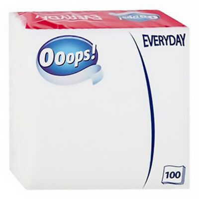 OOOPS! Everyday 1 rétegű szalvéta 100 lapos 33x33 cm fehér